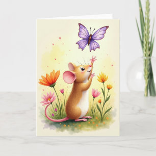 Sweet Playful Mouse Birthday Card