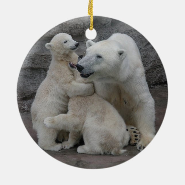 Sweet Polar bear cubs Ceramic Tree Decoration (Back)