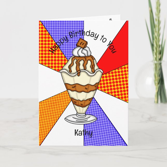 Sweet Pop Art Birthday Card Ice Cream Sundae (Front)