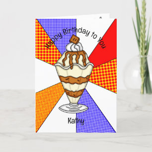 Sweet Pop Art Birthday Card Ice Cream Sundae