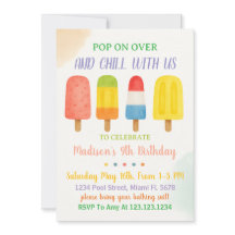 Sweet Popsicle Birthday Invitation for Kids