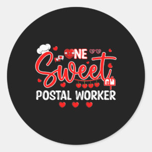 Sweet Postal Worker Valentine's Day Hearts Proud J Classic Round Sticker