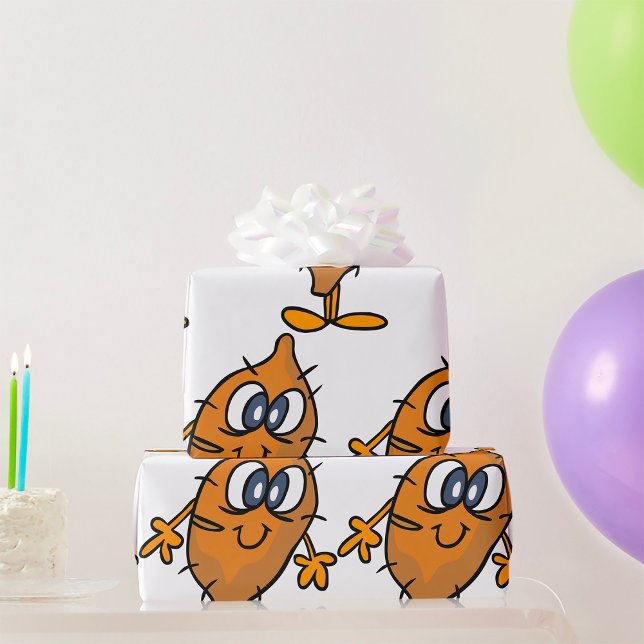 Sweet Potato Character Happy Yam Kawaii Wrapping Paper (Creator Uploaded)
