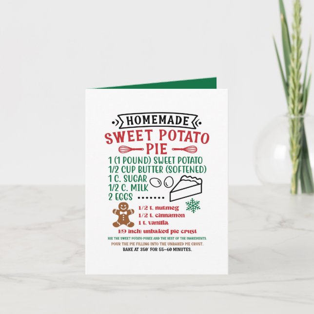 Sweet potato pie Christmas recipe customisable Holiday Card (Front)