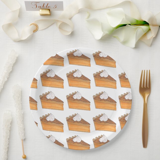 Sweet Potato Pie Slice Christmas Dinner Holiday Paper Plate (Wedding)