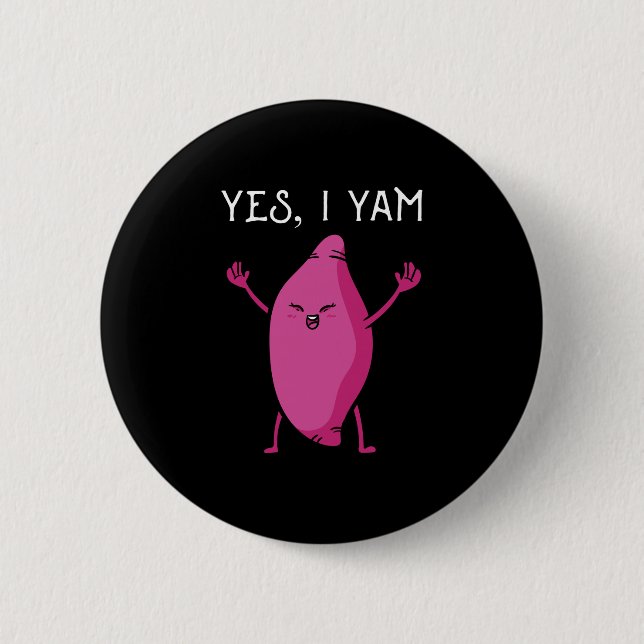 Sweet potato yam anniversary matching wedding 6 cm round badge (Front)