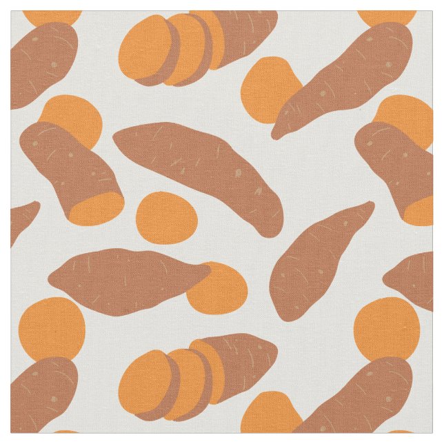 Sweet Potatoes Illustrations Cute Patterned Fabric (Close Up)