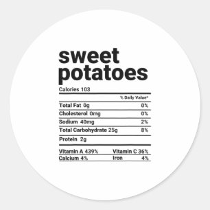 Sweet Potatoes Nutrition Facts Thanksgiving Costum Classic Round Sticker