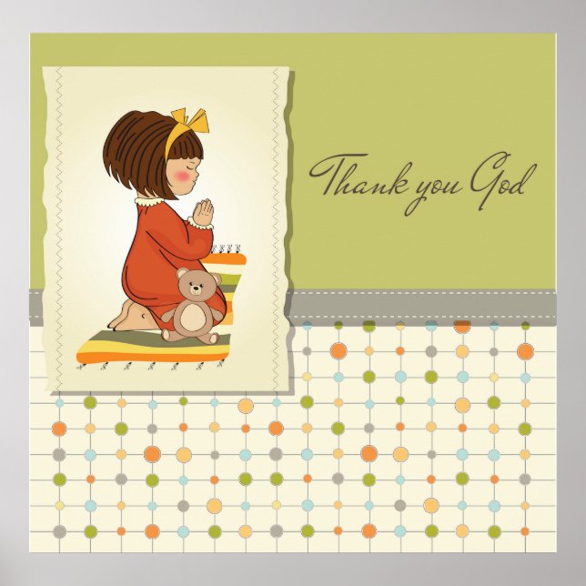 Sweet Praying Girl Thank You God Poster (Front)