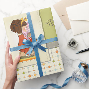 Sweet Praying Girl Thank You God Wrapping Paper