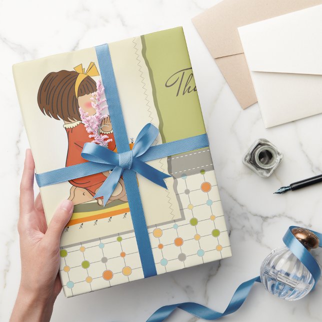 Sweet Praying Girl Thank You God Wrapping Paper (Creator Uploaded)
