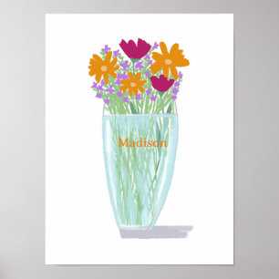 Sweet Pretty Flowers +Custom Name Poster