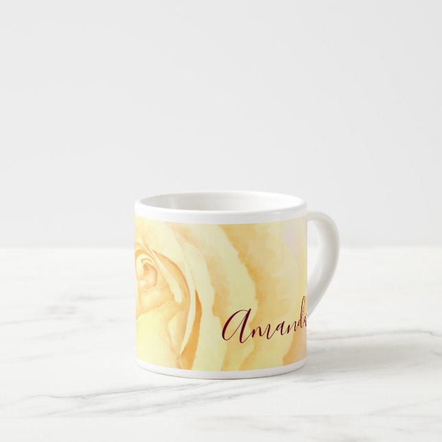 Sweet Pretty Yellow Rose Espresso Cup (Front Right)