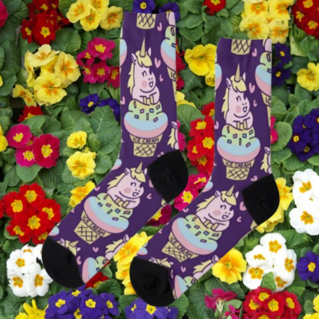 Sweet Pride Unicorn Ice Cream Purple Socks (Creator Uploaded)