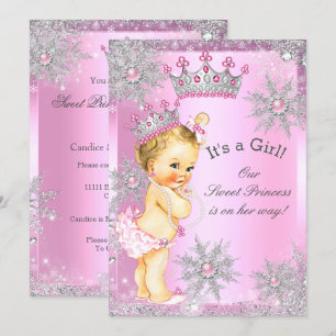 Sweet Princess Baby Shower Wonderland Pink Blonde Invitation