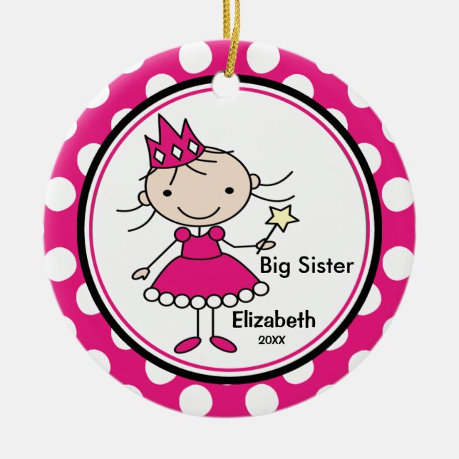 Sweet Princess Big Sister Christmas Ornament (Front)
