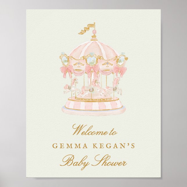 sweet princess green sage baby shower welcome sign (Front)