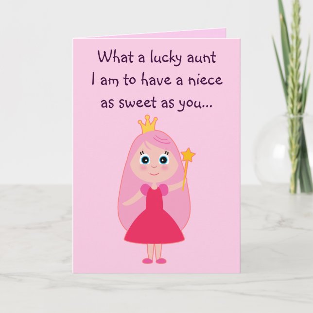 Sweet Princess Happy Birthday Aunt to Niece Card (Front)