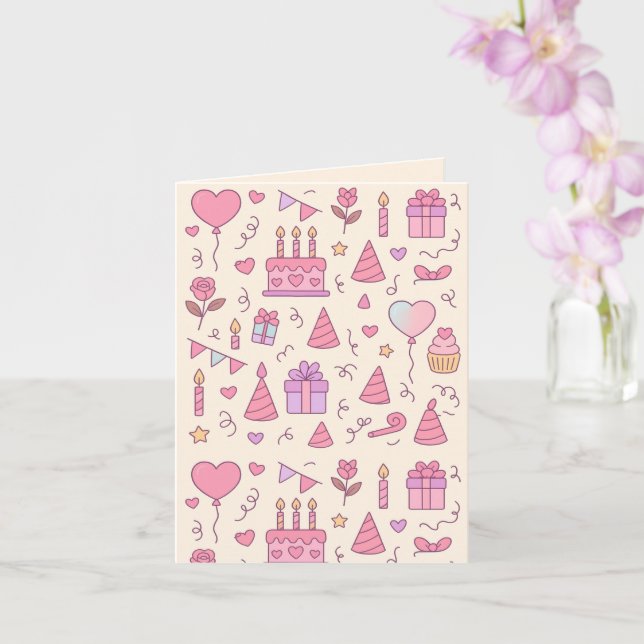 Sweet Princess Party Celebration Pattern Card (Orchid)