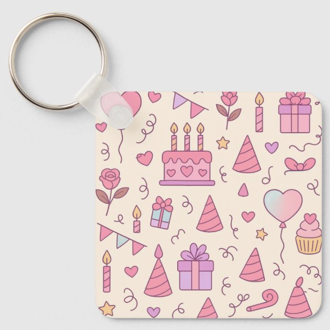 Sweet Princess Party Celebration Pattern Key Ring (Front)
