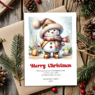 Sweet printable Christmas snowman kids holiday  Card