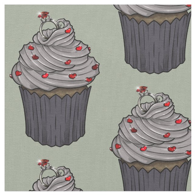 Sweet Proposal Cupcake Fabric (Close Up)