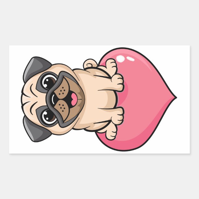 Sweet Pug Rectangular Sticker (Front)