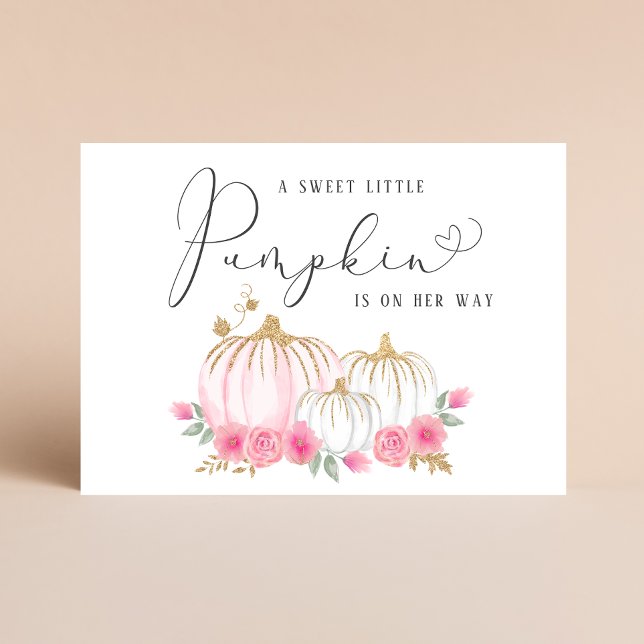 Sweet Pumpkin Baby Girl Sprinkle Invitation Postcard (Celebrate the upcoming arrival of your sweet little autumn baby with a pumpkin-themed baby shower)