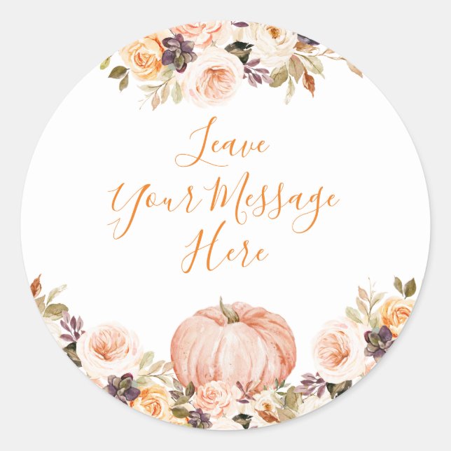 Sweet Pumpkin Birthday Love Your Message Here Classic Round Sticker (Front)