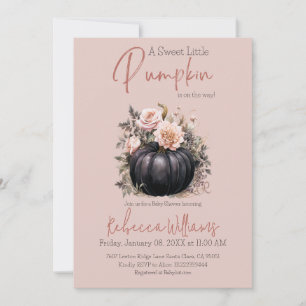 Sweet Pumpkin Blush Pink Floral Fall Baby Shower Invitation