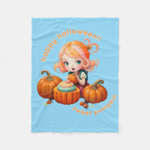 Sweet pumpkin clear blue fleece blanket
