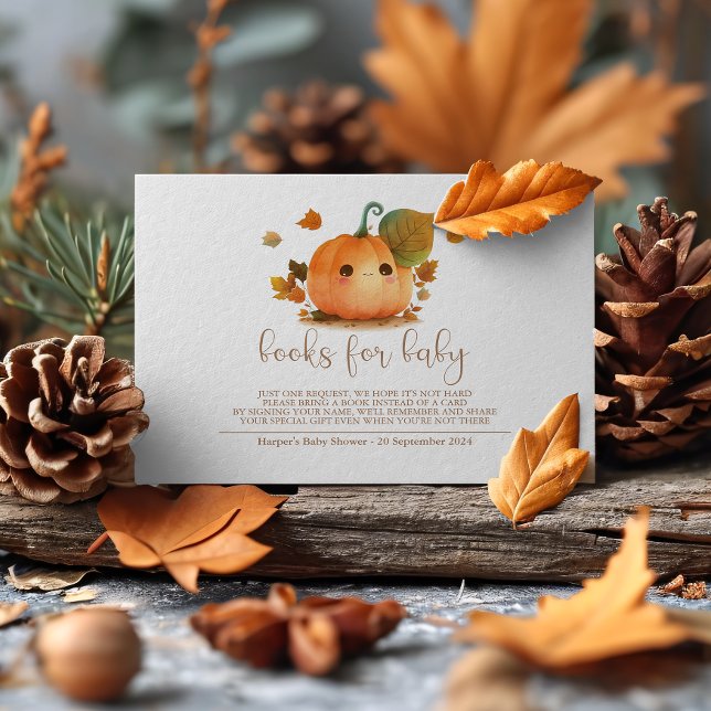 Sweet Pumpkin Fall Baby Shower Books for Baby Enclosure Card (Fall in love with our cute little pumpkin!)