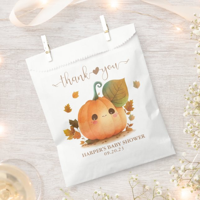 Sweet Pumpkin Fall Baby Shower Favour Bag (Clipped)