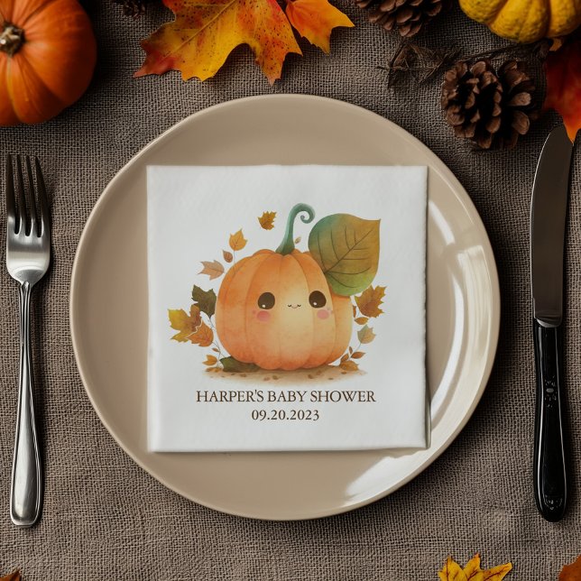 Sweet Pumpkin Fall Baby Shower Napkin (Add a sprinkle of autumn magic to your celebration.)