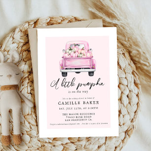 sweet pumpkin fall baby shower pink bow coquette invitation