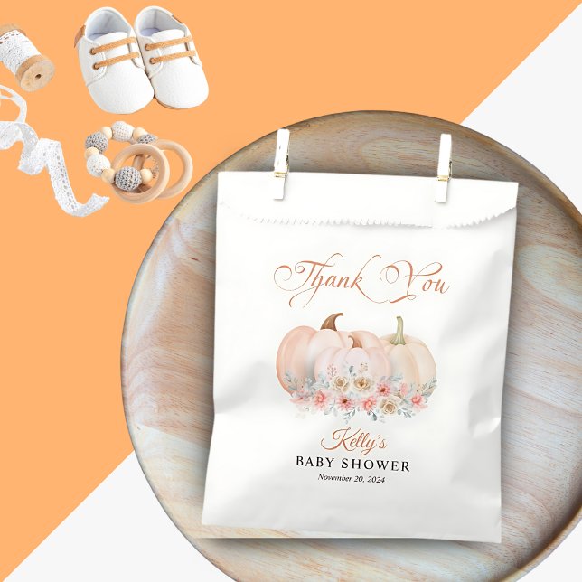 Sweet Pumpkin Floral Baby Shower Favour Bag (Creator Uploaded)