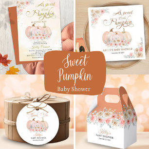 Sweet Pumpkin Floral Baby Shower Favours Sign