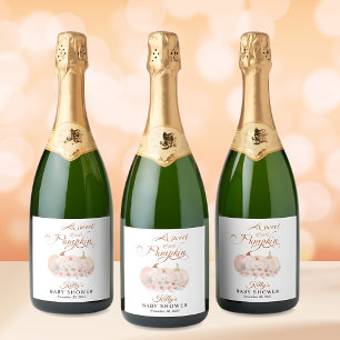 Sweet Pumpkin Floral Baby Shower Sparkling Wine Label