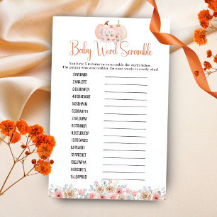 Sweet Pumpkin Floral Word Scramble Baby Shower 
