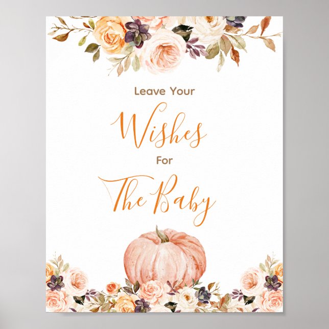 Sweet Pumpkin Rustic Floral Wishes for Baby Sign (Front)
