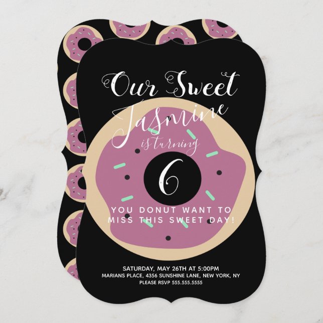 Sweet Pumpkin Sprinkle Doughnut Birthday Invitation (Front/Back)