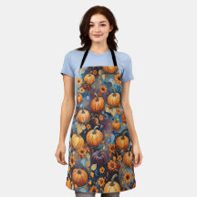Sweet Pumpkins Fall Pattern All-Over Print Apron