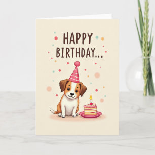 Sweet Puppy Cake Birthday Card