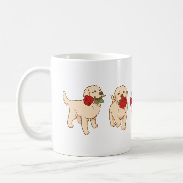 Sweet Puppy Rose Coffee Mug (Left)