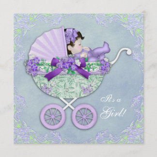 Sweet Purple and Green Baby Shower Invitation