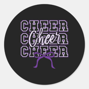Sweet Purple Bow Sport Cheer Cheerleader Cheerlead Classic Round Sticker