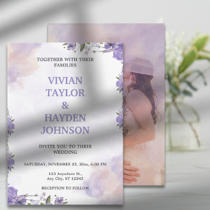 Sweet Purple Floral Wedding Invitation