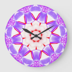 Sweet Purple Flower Fractal Large Clock