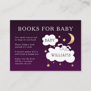 Sweet Purple Lullaby Book Request Baby Shower Enclosure Card