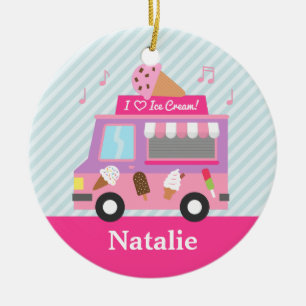 Sweet Purple Pink Ice Cream Truck Girls Room Ceramic Ornament